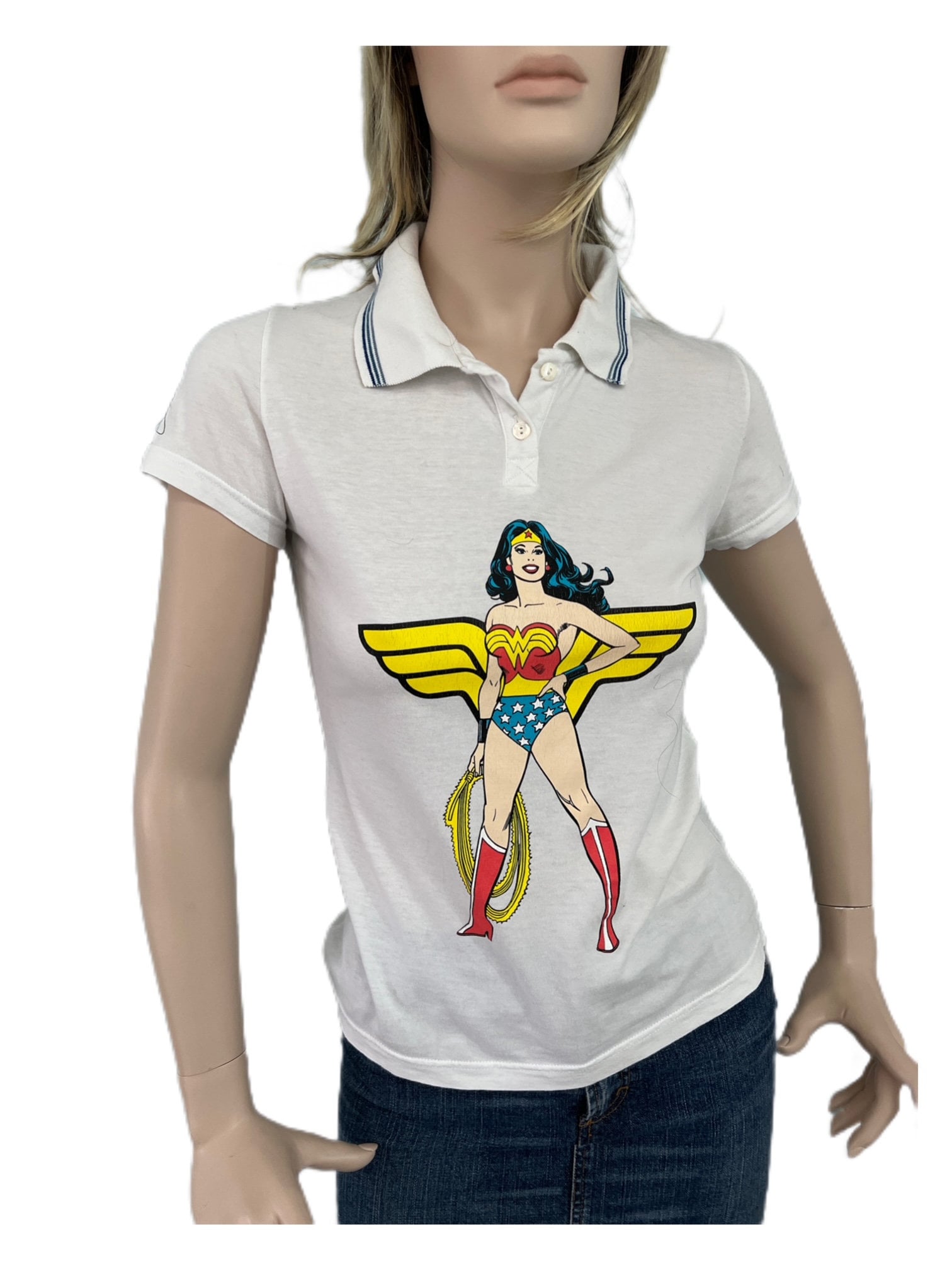 【WONDER WONDER】Polat Dot Pintuck Collar Short Sleeve T Dolce & Gabbana Limited Edition Wonder Women Cool Polo T
