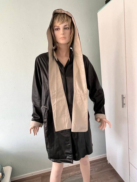 VERSACE 80 Rare manteau femme en cuir veritable a capuche piece de createur fantastique difficile a trouver versace classique V2 Etsy France