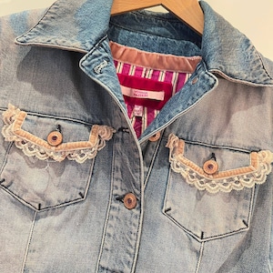 Voyage Passion designer jeans jacket with pink washing and amazing details s90