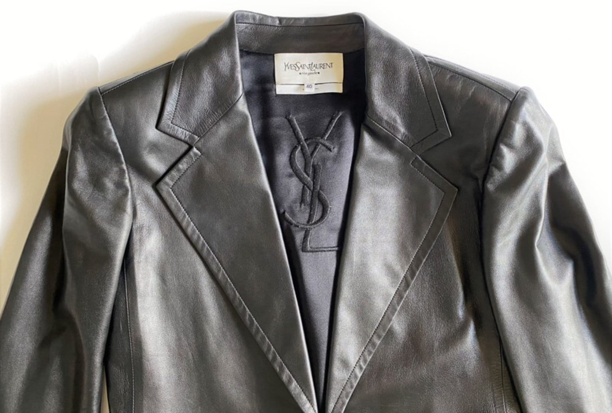Veste en cuir yves saint laurent new arrivals