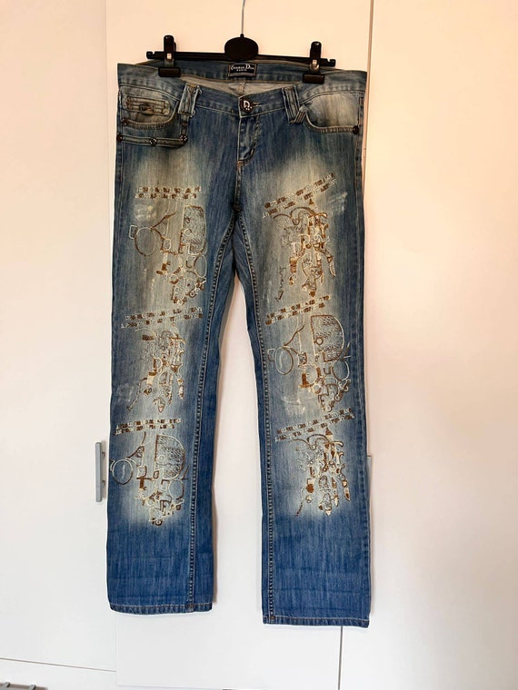 Christian Dior Very Rare Art Embroidered Jeans Vintage '90 - Etsy Israel