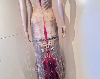 Fantastic graphic print mesh long dress