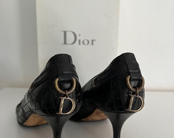 Christian Dior black leather Vintage pumps