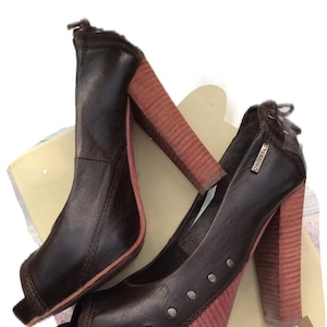 Diesel Platform peep pumps &#39;90 black Leather high heels Vintage Diesel s90