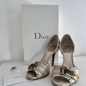 Christian Dior Fantastic High Heel Chain Pumps Vintage Peeptoe Etsy Canada