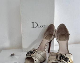 Christian Dior fantastic high heel chain pumps Vintage peeptoe