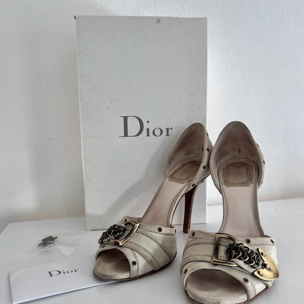Christian Dior fantastic high heel chain pumps Vintage peeptoe