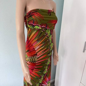 JEAN PAUL GAULTIER Soleil Mesh Vintage 90er Jahre Langes bedrucktes grafisches Maxikleid Frankreich