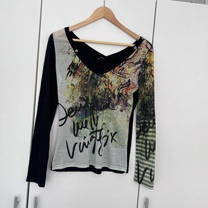Rare graphic retro print T-shirt &#39;90s France