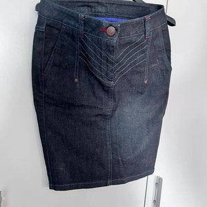 JEAN PAUL GAULTIER denim pin up jeans skirt with split end