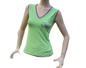 DOLCE & GABBANA Retro blue/green vintage top with v-neck '90