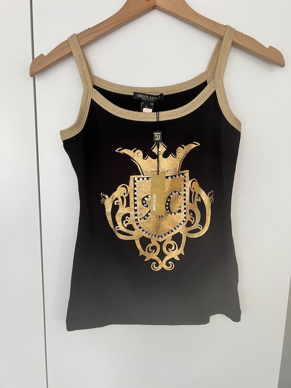 Roberto Cavalli awesome print black gold vintage t