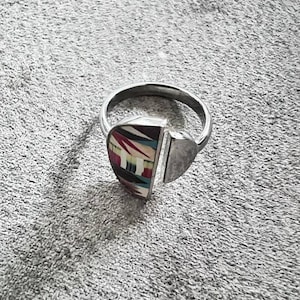 CHRISTIAN LACROIX vintage statement ring with graphic art authentic