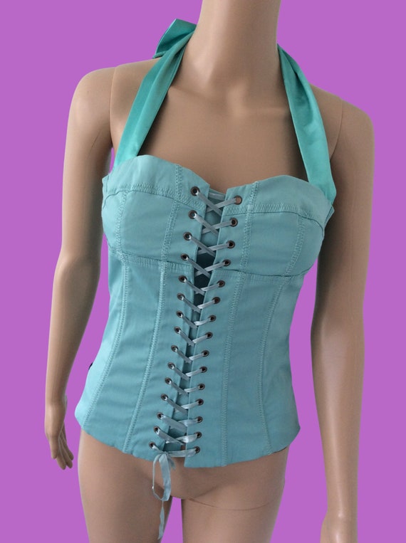 Vintage Corset halter lace up top - image 1