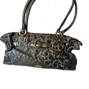 CLAUDIO FERRICI Black Monogram Handbag Vintage Hong Kong