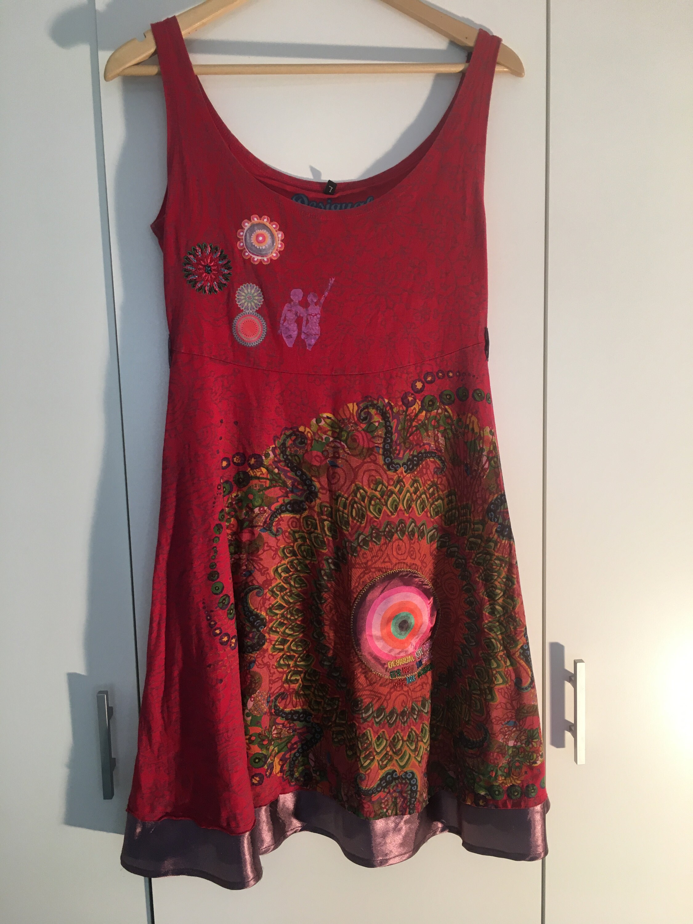 Desigual Spain Vintage Summer dress Red multi color '90 | Etsy