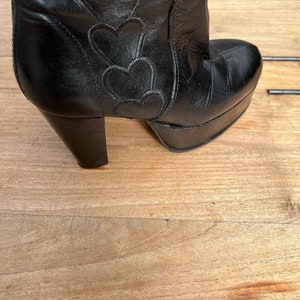 Awesome EL DANTES Platform boots Vintage hard to find '70 authentic black with patchwork hearts image 9