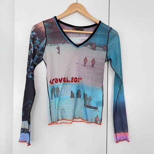 COP COPINE pure mesh shops cool awesome art graphic print t-shirt longsleeve 90
