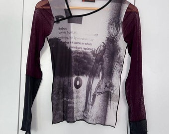 トップス COP COPINE sheer shirt Cop Copine Mesh Top, Louvre Theme Top, Y2k Mesh Top, Vintage
