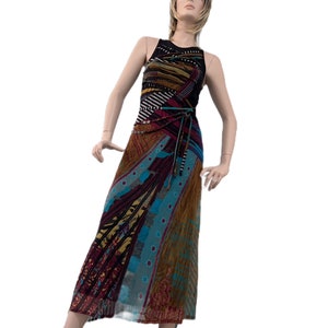 SAVE THE QUEEN Amazing Pure Mesh printed Maxi Long Dress Vintage &#39;90s Italy Save the Queen