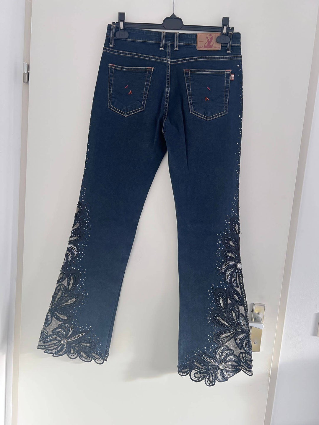 Amazing Artwork Jeans S90 Vintage With Mesh and Embroidery