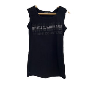 DOLCE & GABBANA cool black graphic print top vintage authentic