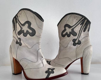 Awesome Sixties Style patchwork Leather Boots Diesel '90