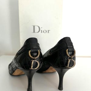Christian Dior black leather Vintage pumps CD Dior