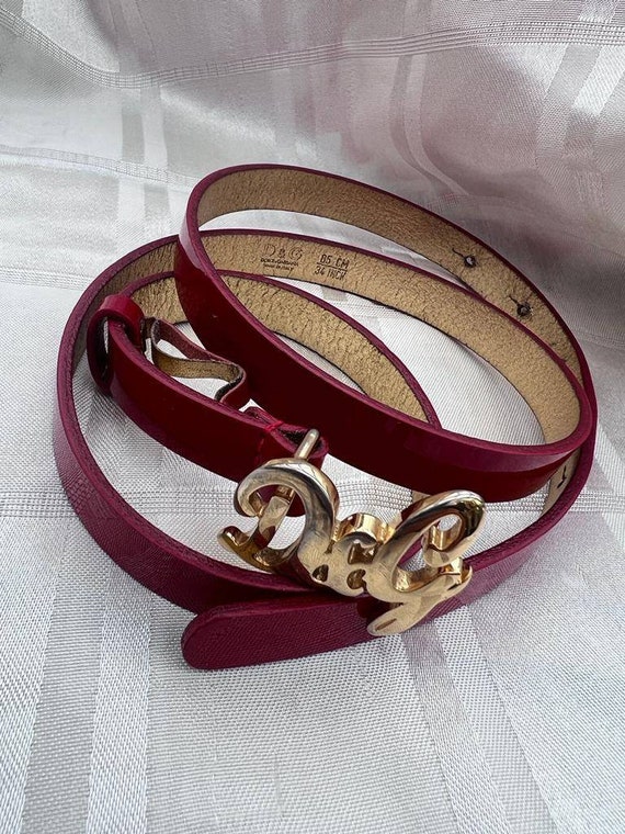 DOLCE & GABBANA Red Vernis Gold Lady Belt With Dg Logo Buckle -  Sweden