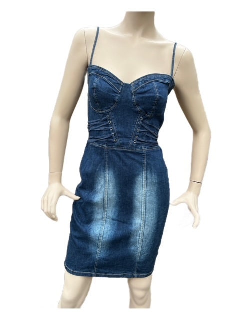 Lace up Denim Sexy Pin up Pencil Dress '90