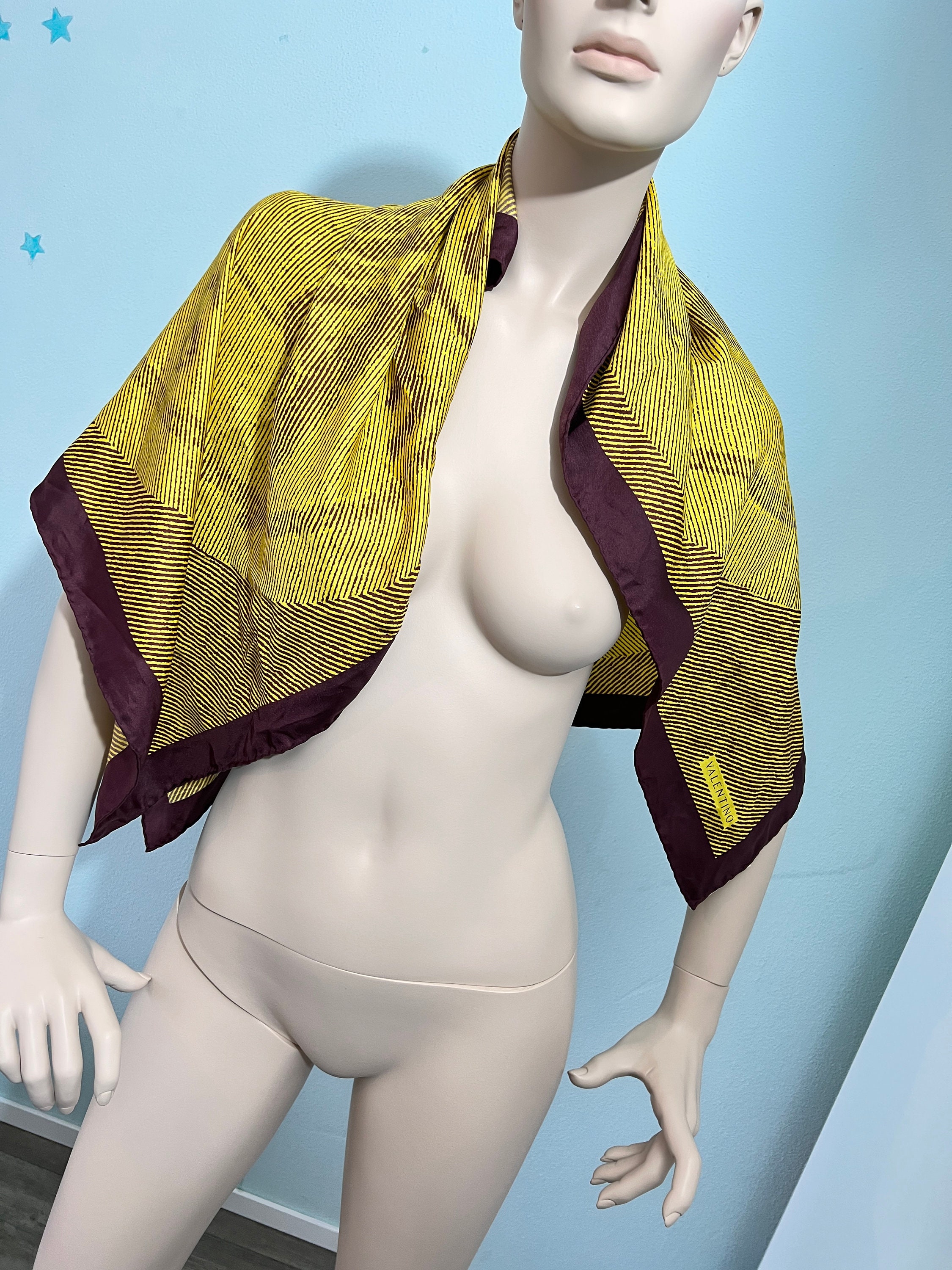 VALENTINO Silk Haute Couture Grand Foulard Scarf Vintage