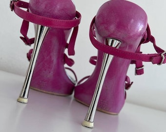 El Dantes Couture Vintage Pink High Heels pumps sandals extravagant handmade Spain Vintage s90