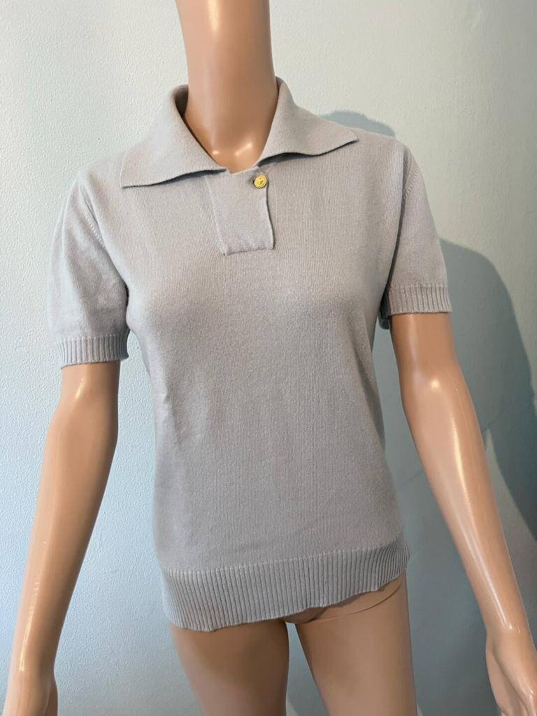 CHANEL Knitted Short Sleeve 100% Cashmere T-shirt With Four