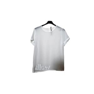 Cop Copine white transparent blouse top with white print vintage top 90