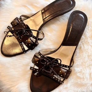 Christian Dior brown sandal mules pumps with lave CD logo authentic