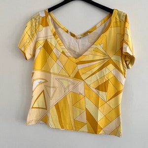 EMILIO PUCCI Y2K V-Neck Geometric Design Pattern summer T-Shirt