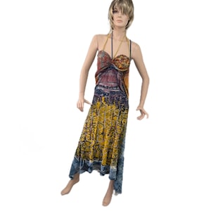 Vestido largo maxi con estampado gráfico de malla vintage años 90 Italia Le Gatte