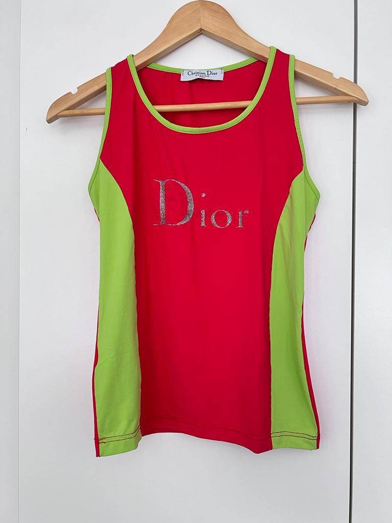 CHRISTIAN DIOR Rare Red/green Top Vintage Dior Paris France