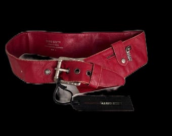 MISS SIXTY Red Leather Wide Cool Belt With Zipper Pocket S90