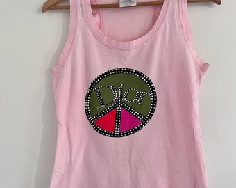 DIOR Peace Logo Top Christian Dior Collectable Graphic Tank DIOR Peace Logo Top Christian Dior Collectable Graphic Tank