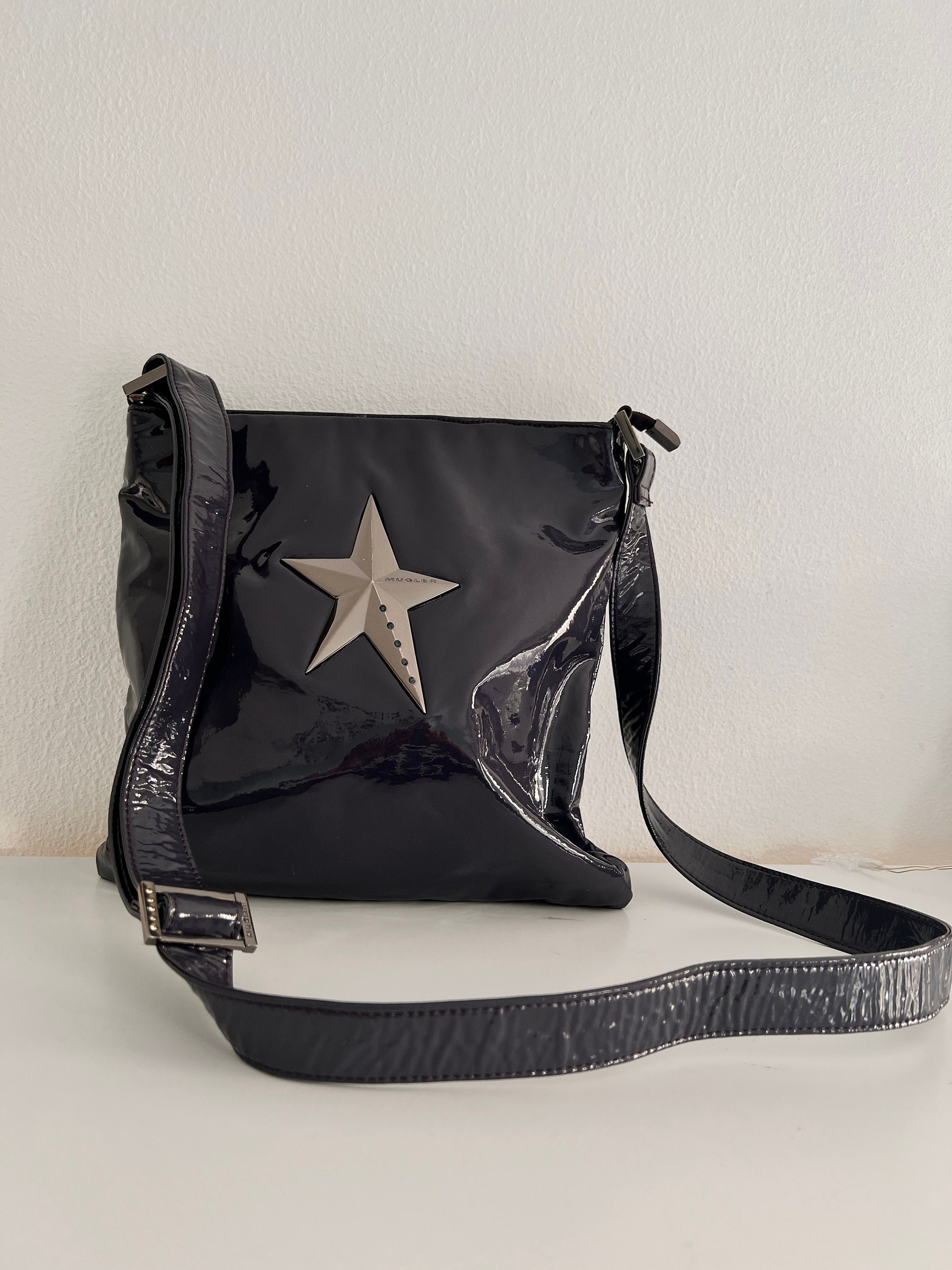 THIERRY MUGLER Crossbody in Grey/ Purple Patent Leather / - Etsy