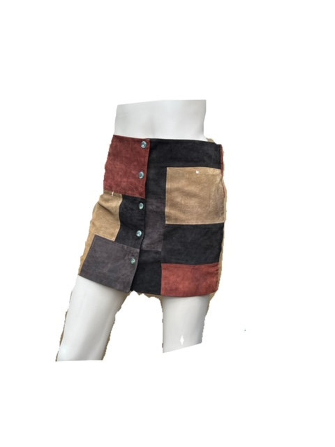 【COLOR iN ID】Suede layered skirt Genuine suede leather multi color skirt