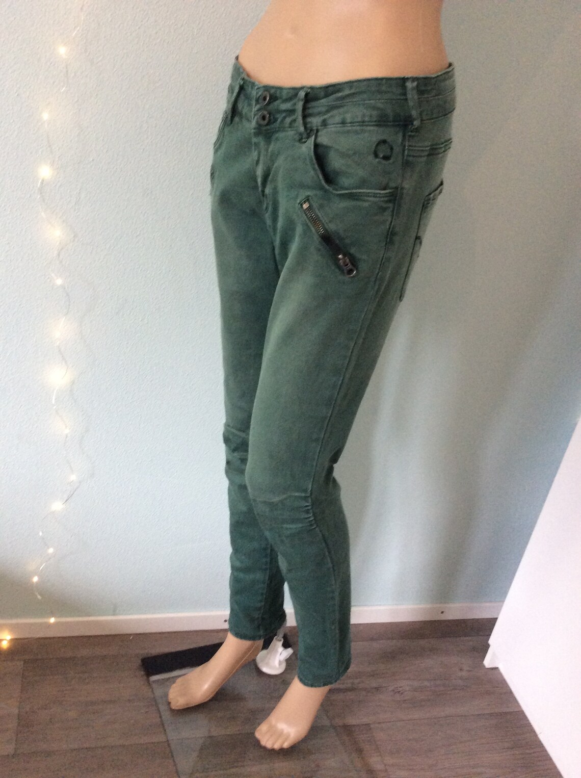 jeans with green side stripe
