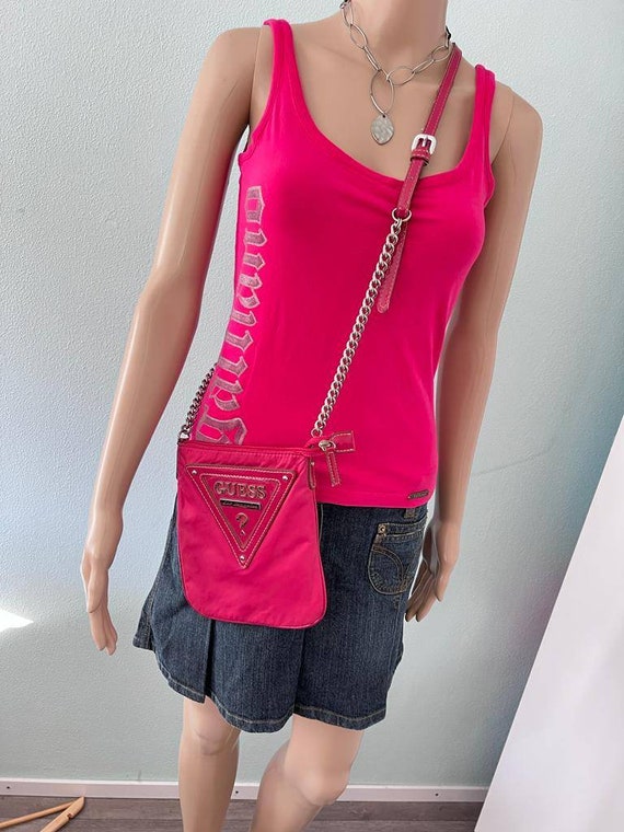 Vintage-Guess Shoulder Bag-Fuschia-Pink-Hot Pink Purse-Guess Purse