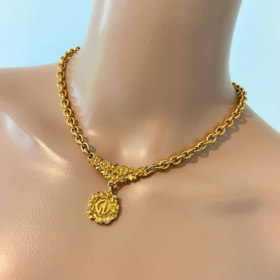 GUY LAROCHE Beautiful Necklace Vintage '80 gold c… - image 1