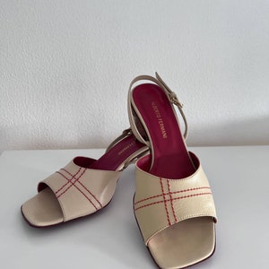 Alberto Fermani Italy leather Retro pumps sandals with square heels