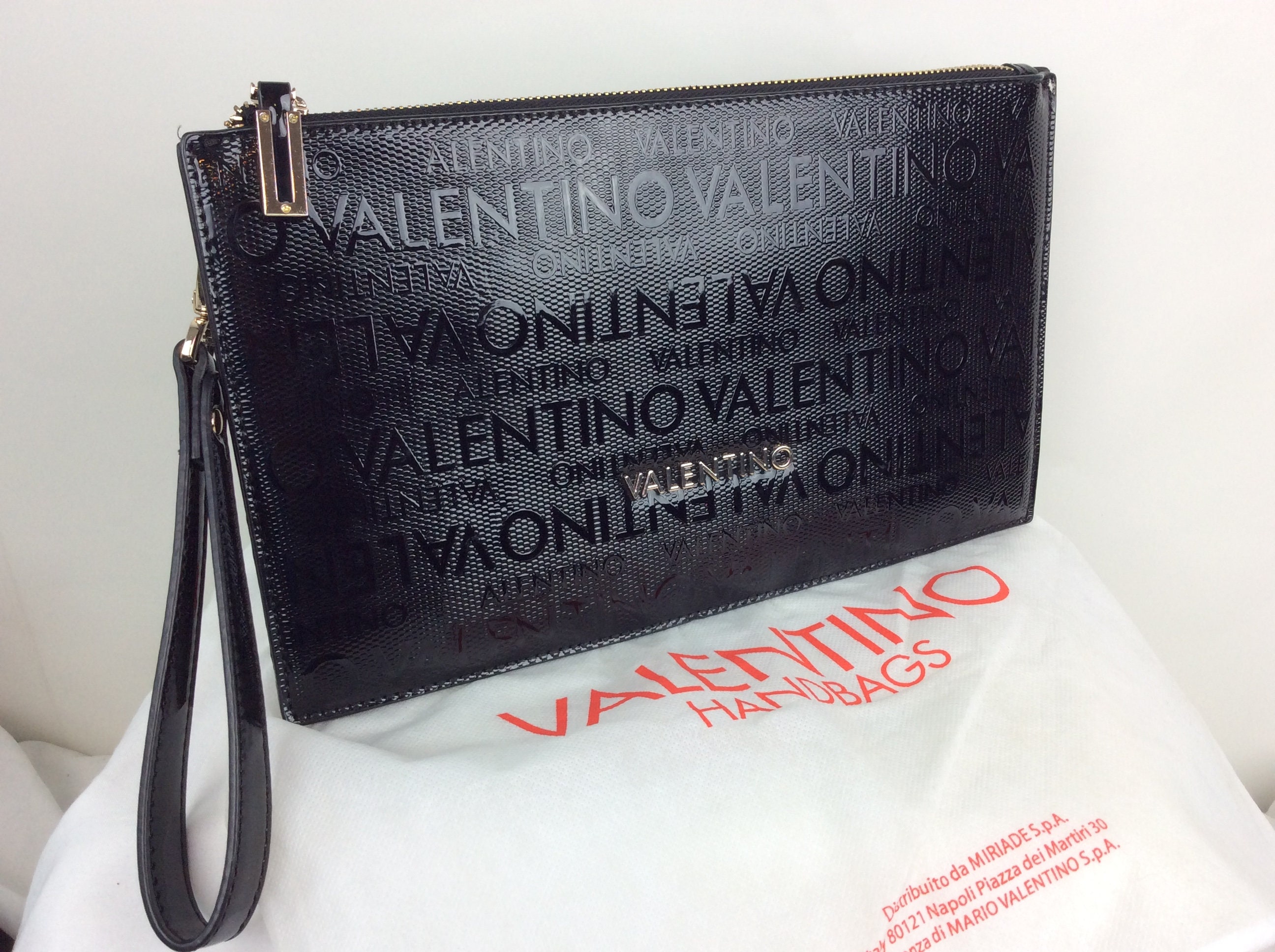 Valentino Italy Black Varnish Clutchbag 