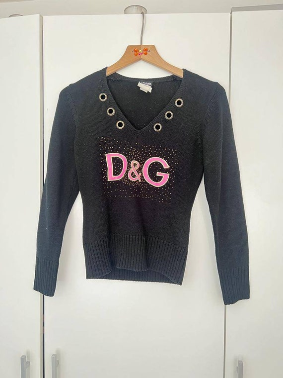 DOLCE & GABBANA retro knitted black pullover swea… - image 1