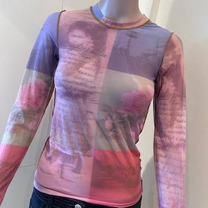 Camiseta gráfica original de malla pura, camiseta Priny, Francia, vintage