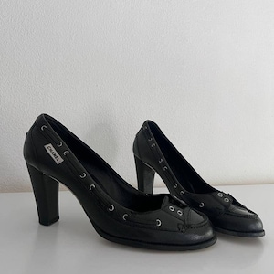 CHANEL Black classy studs pumps Authentic Chanel coco chanel leather heels